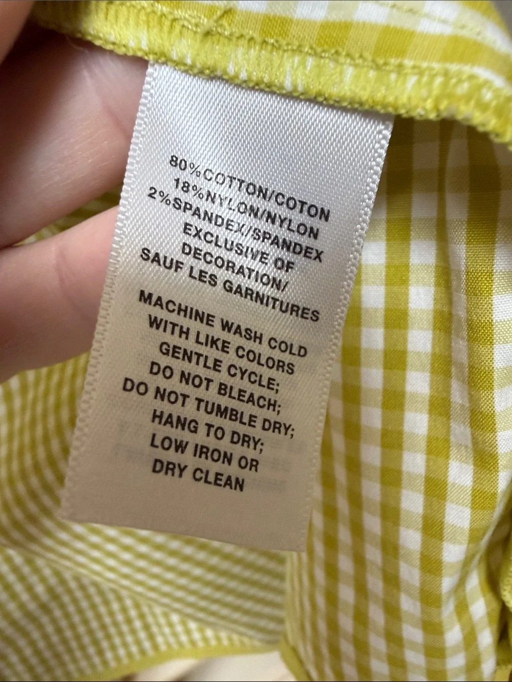 Lafayette 148 New York Chartreuse Gingham Button-Down Shirt - Picture 3 of 5